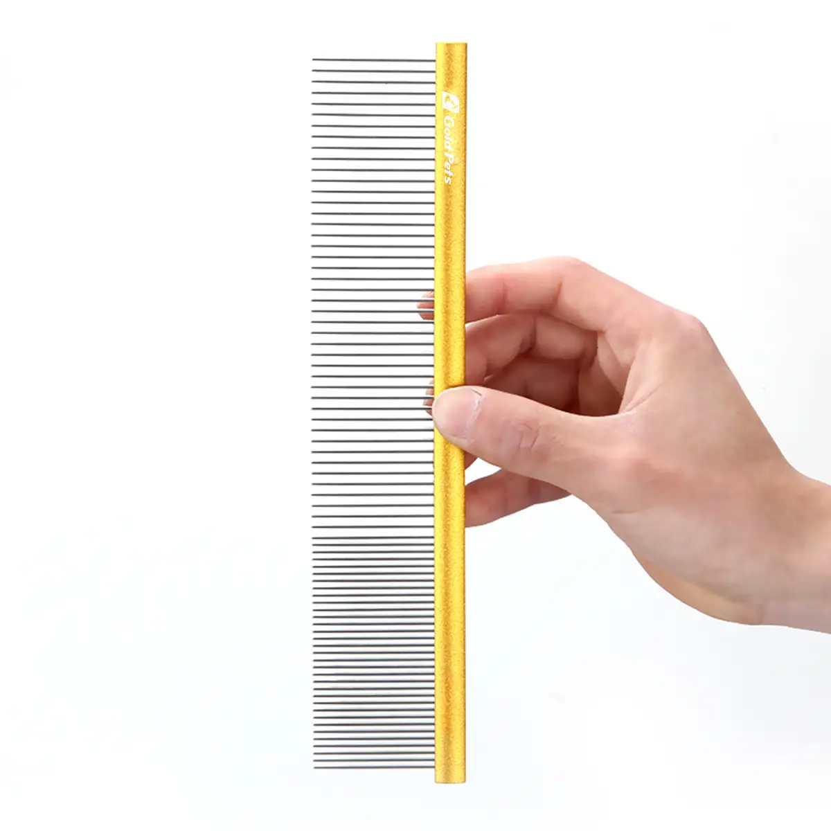 Golden M-size Pet Grooming Comb With Rounded Pins