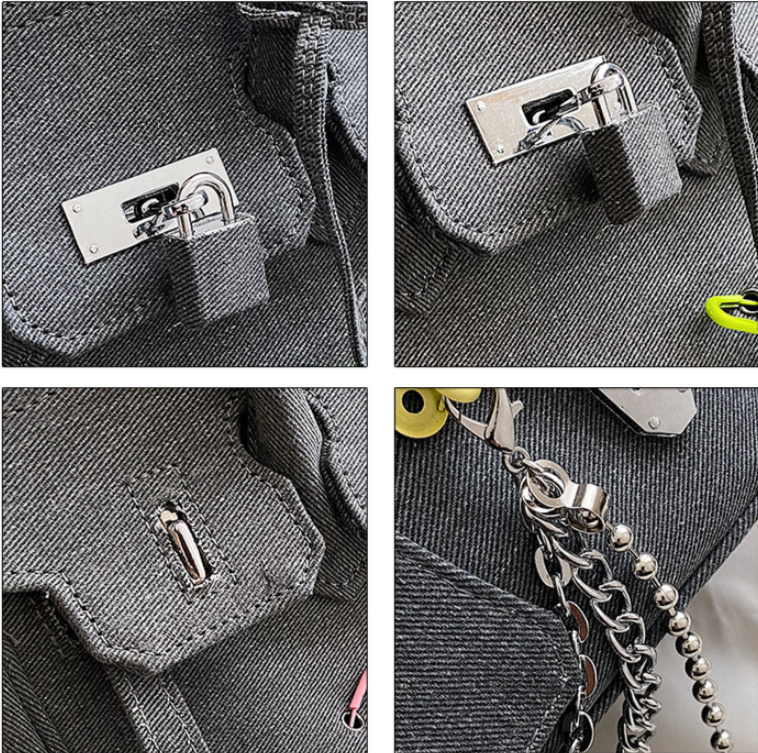 Title 8, Kleine Retro-Tasche aus handgefertigtem Denim i...