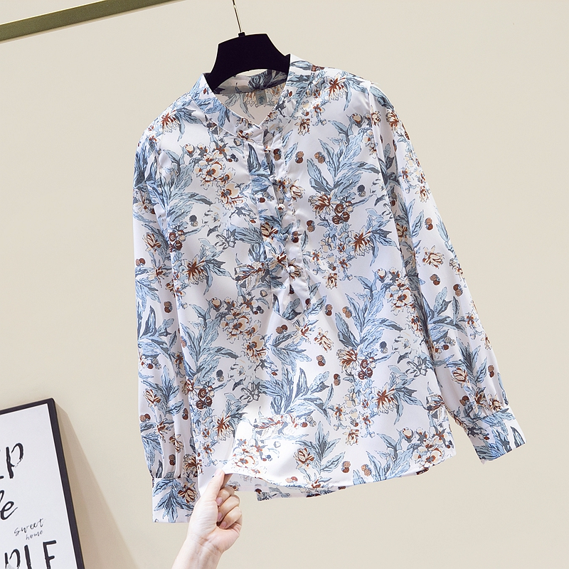 Title 2, Loose Slimming All-match Print Chiffon Shirt