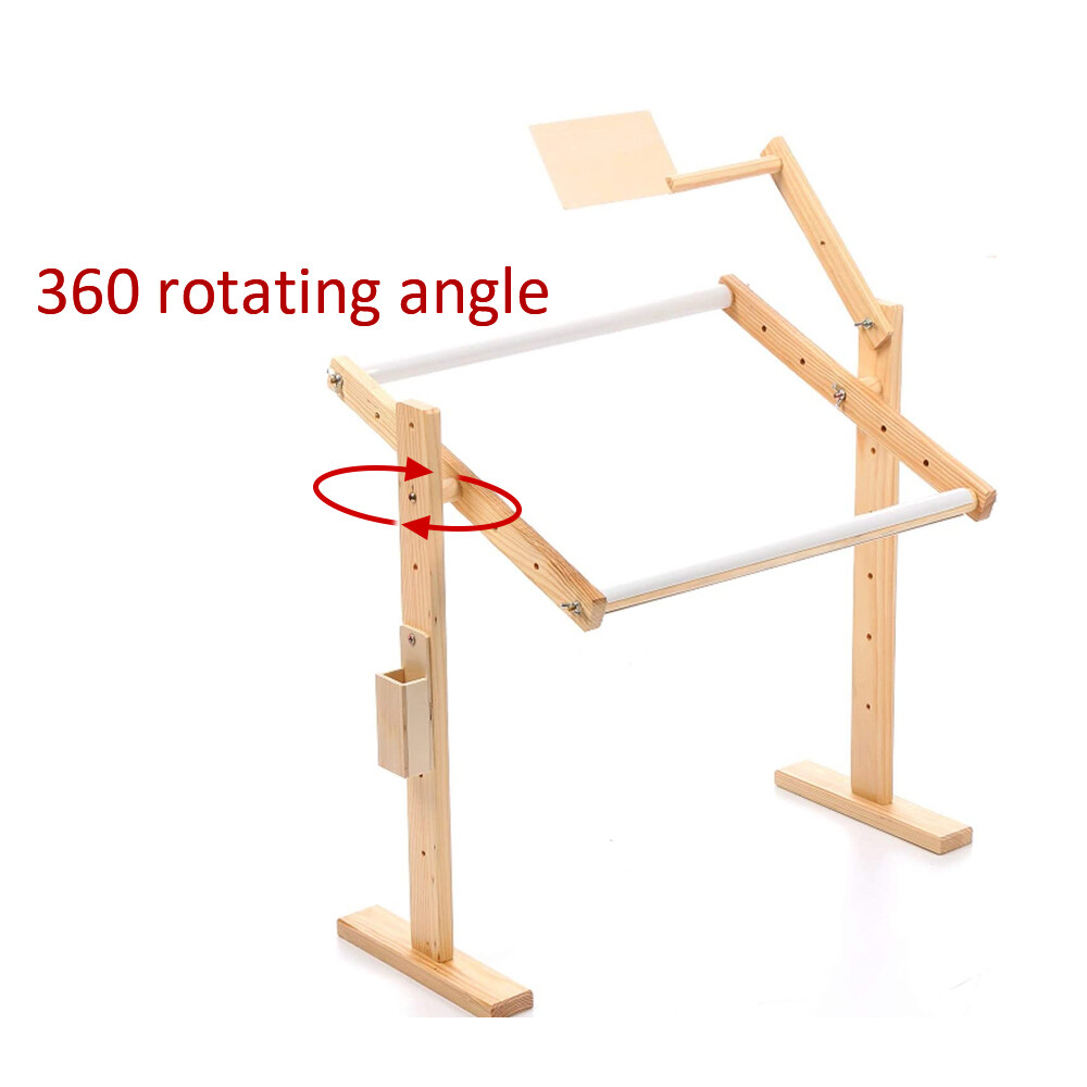 Cross Embroidery Frame Tabletop Floor Stand Wooden Tapestry Hoops Adjust — image 7