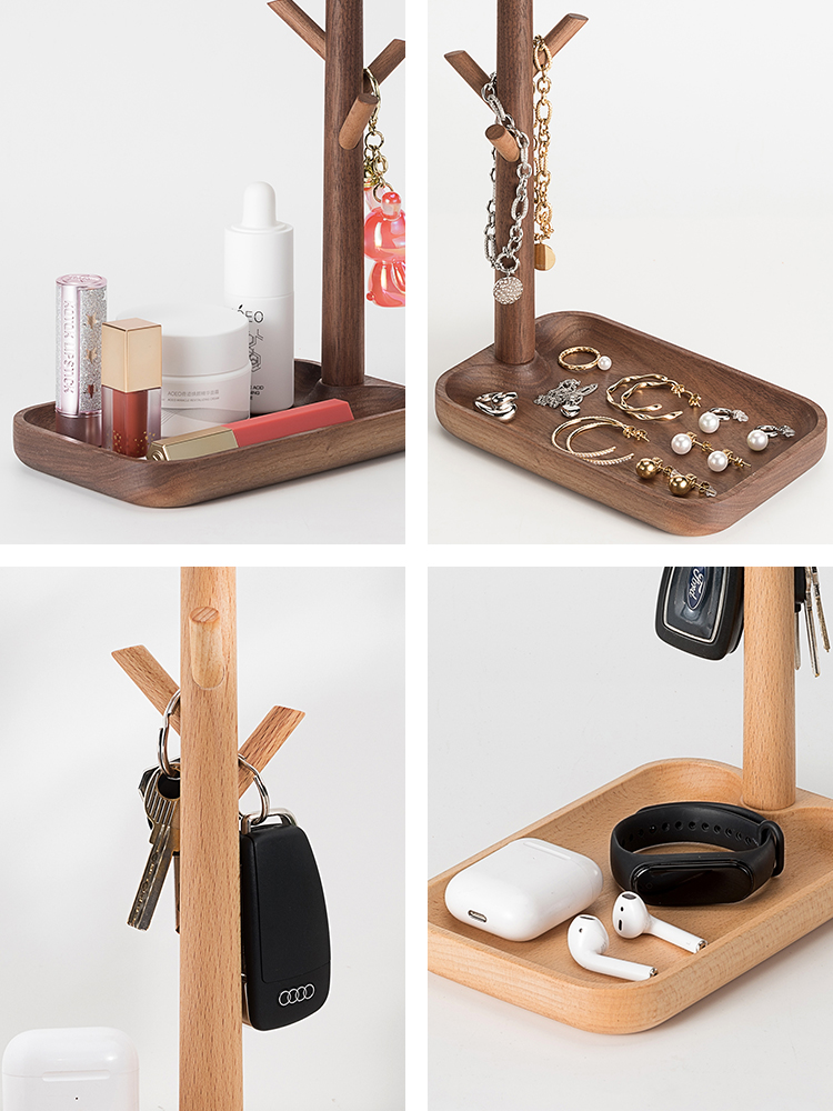 Nordic Black Walnut Solid Wood LED Table Lamp Key Holder Rechargeable Desk — foto 4