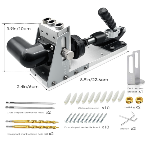 Wood Jig Pocket Hole Kit 12-33MM Drill Guide Carpentry Tool