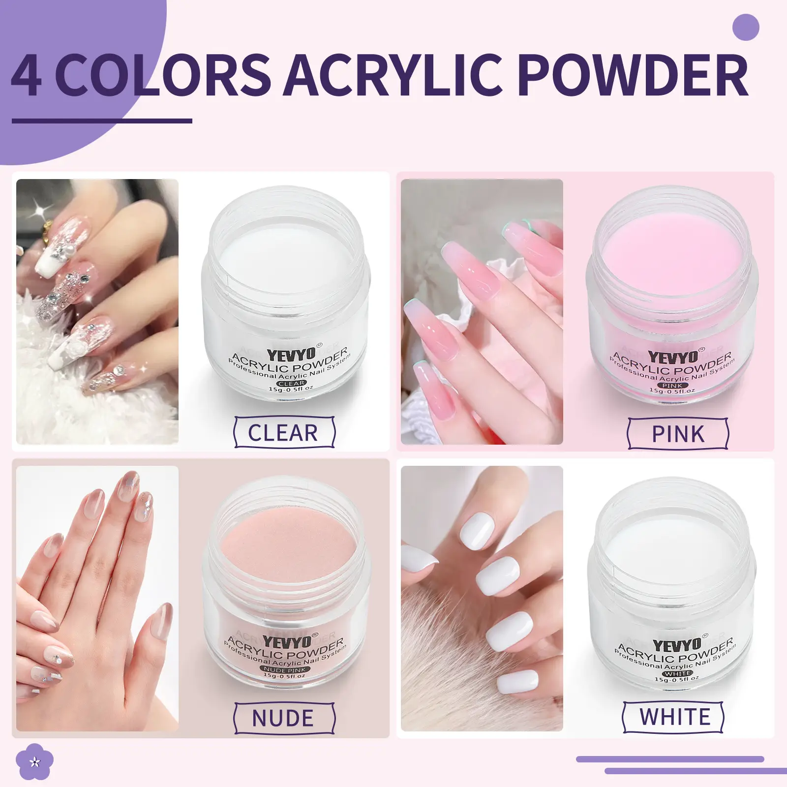 Acrylic Nail Kit, Acrylic Powder And Liquid Set, With Clear, Nude, Pink, White Nail Powder And Monomer, Professional Acrylic Nail Brush Nail Forms For Acrylic N