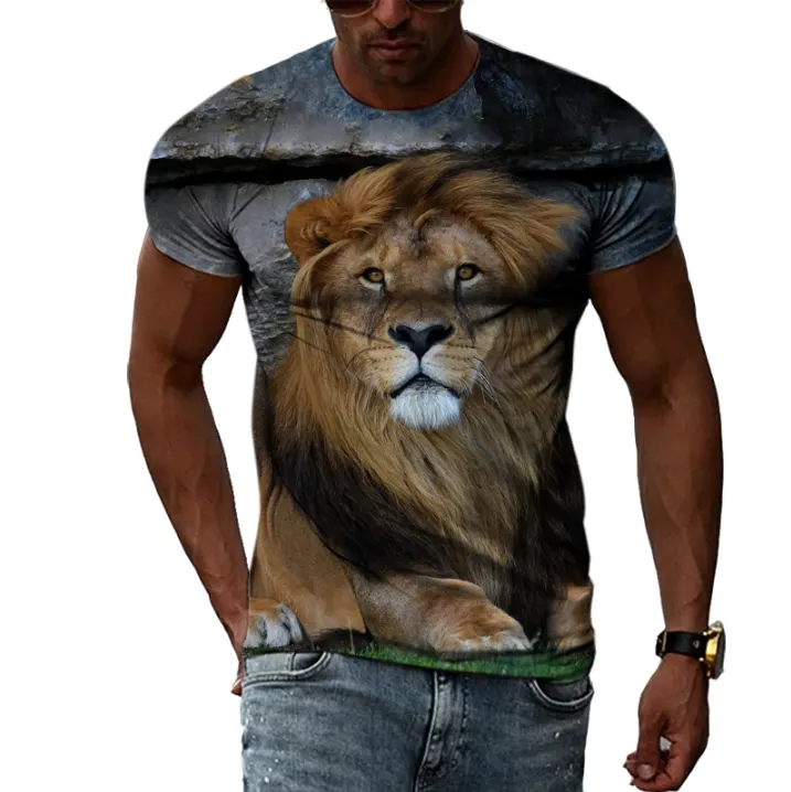 Summer Fashion the New Animal Lion Graphic Men T-shirts