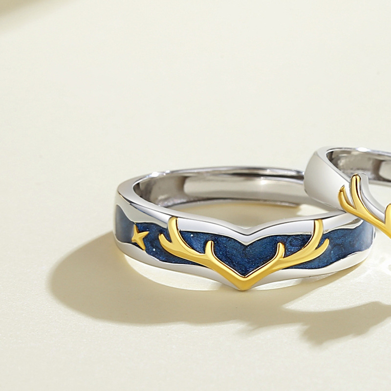 Couple Ring Sterling Silver Niche Design 14K