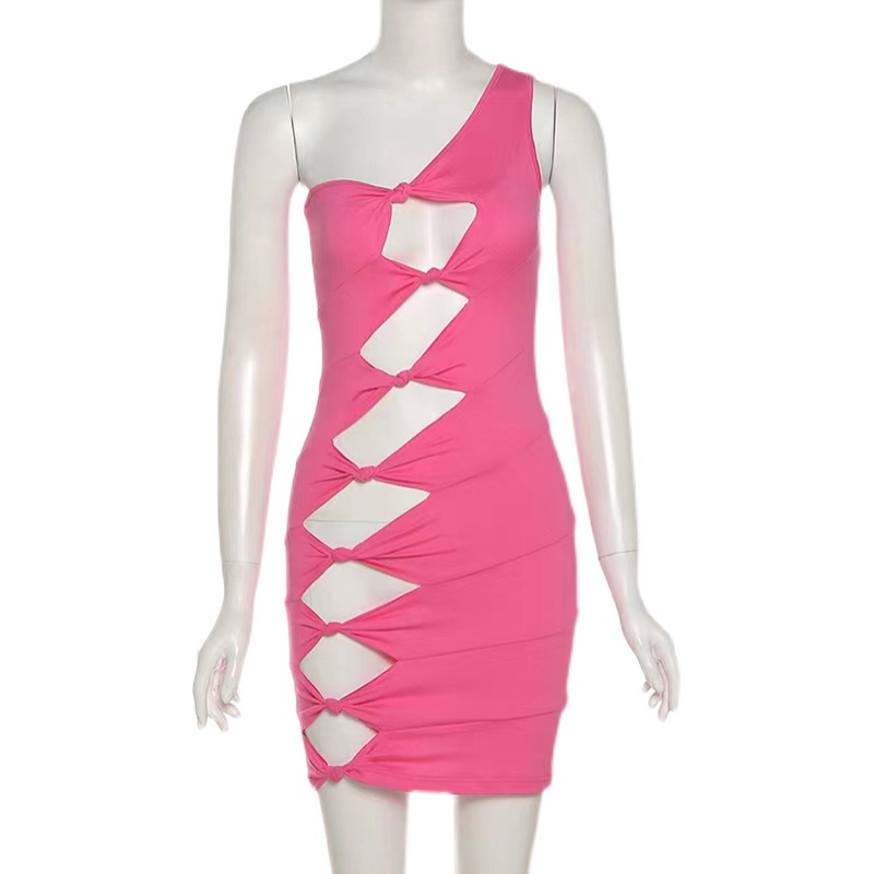 European And American Women's Summer Slanted Shoulder Hollow Out Hot Tight