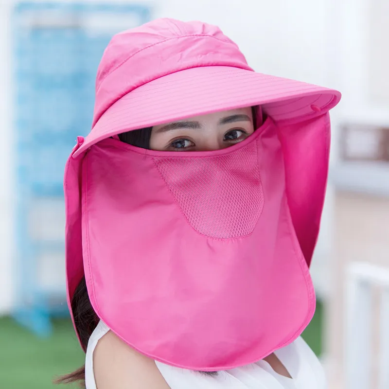 Summer Women's Hats Korean Version Of The Tide Sun Hats Big Rim Bike Sun Hats Sun Hats Face UV Protection Hats - Red