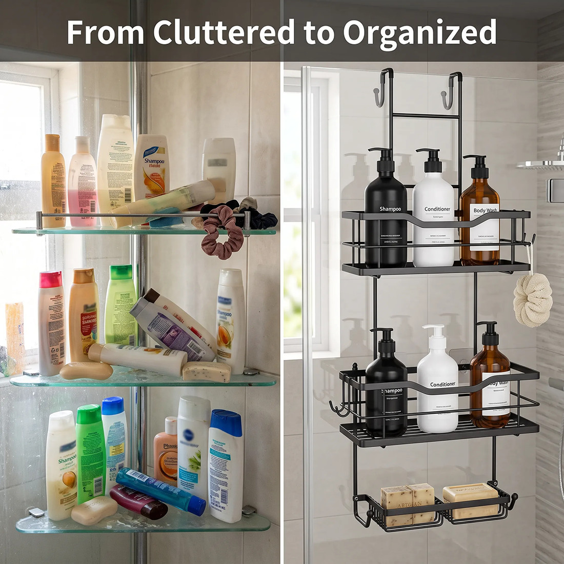 3 tier screen shower caddy bathroom storage organiser