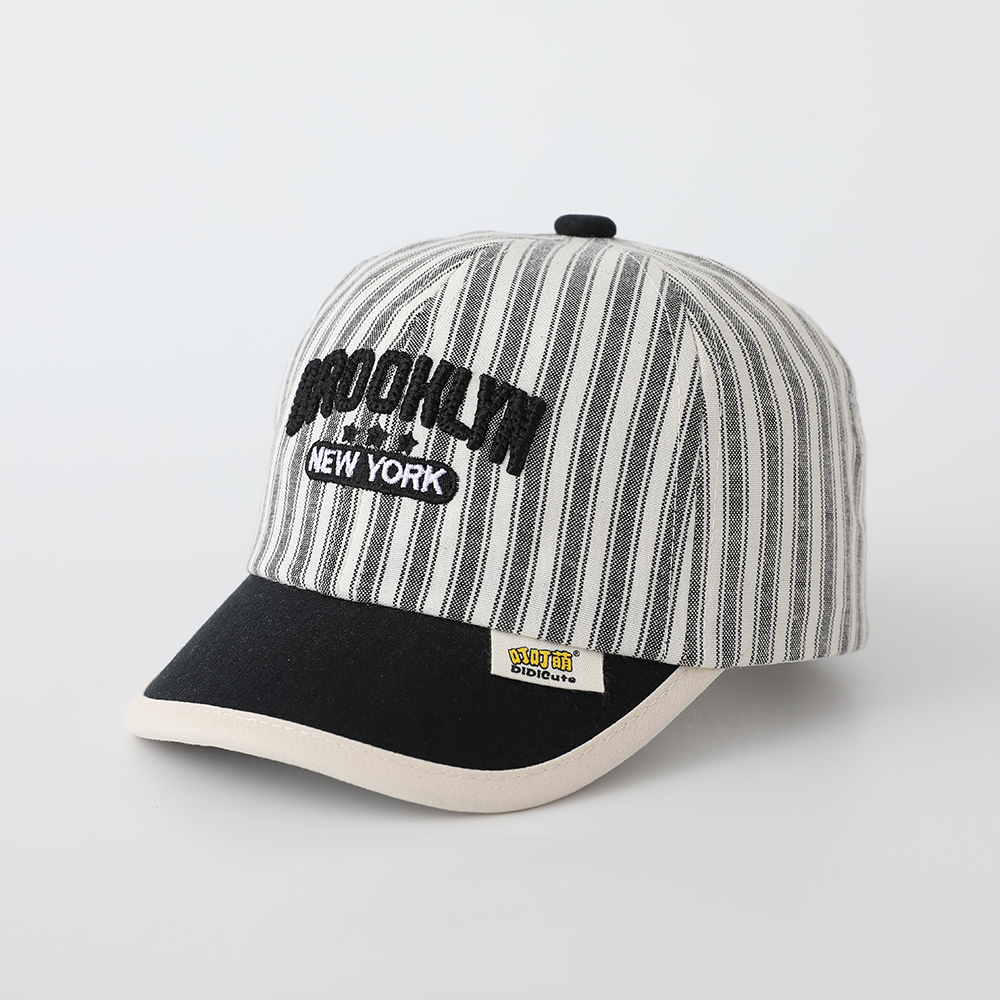 Children's Striped Multi-color Three-dimensional Letter Embroidered Adjustable Simple Casual Baseball Cap Suitable For Traveling, Playing And Exercising
