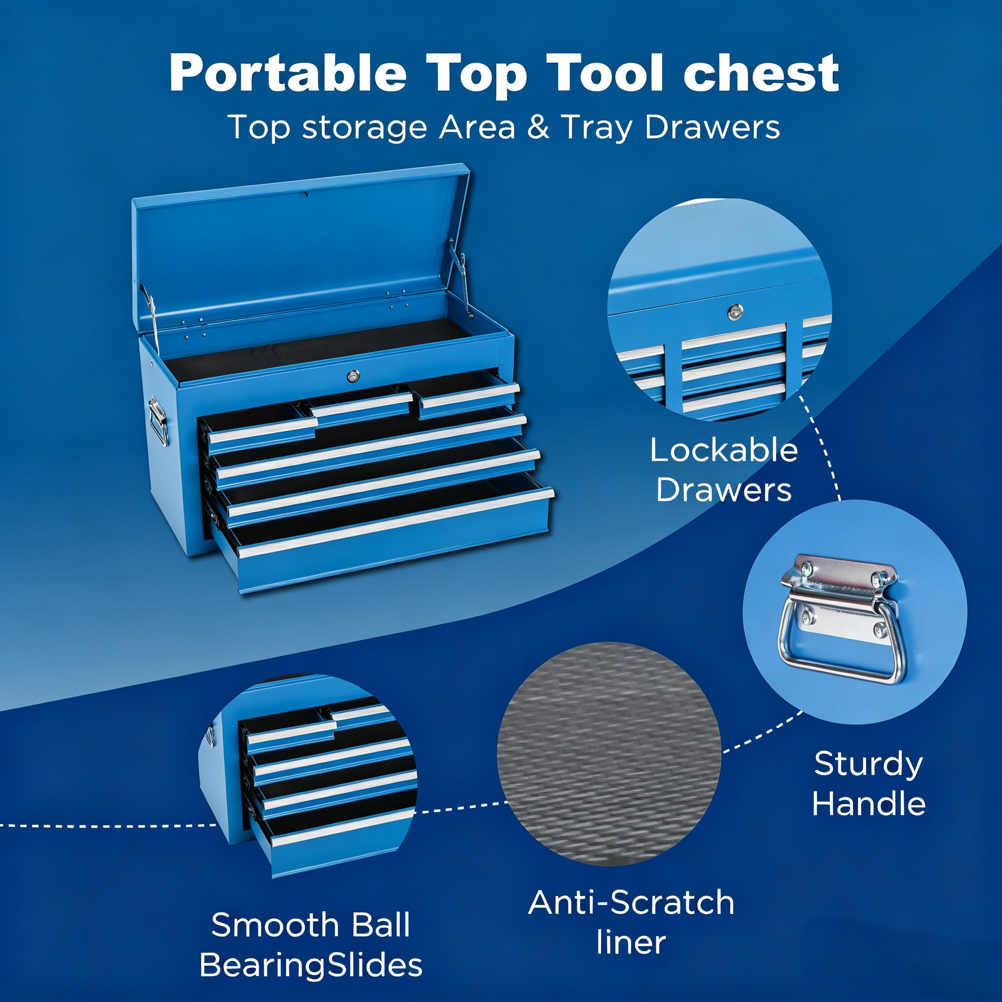 Tool Chest, 8-Drawer Rolling Tool Storage Cabinet With 2 In 1 Detachable Top Tool Box, Lockable Wheels, Metal Tool Cart For Garage 4