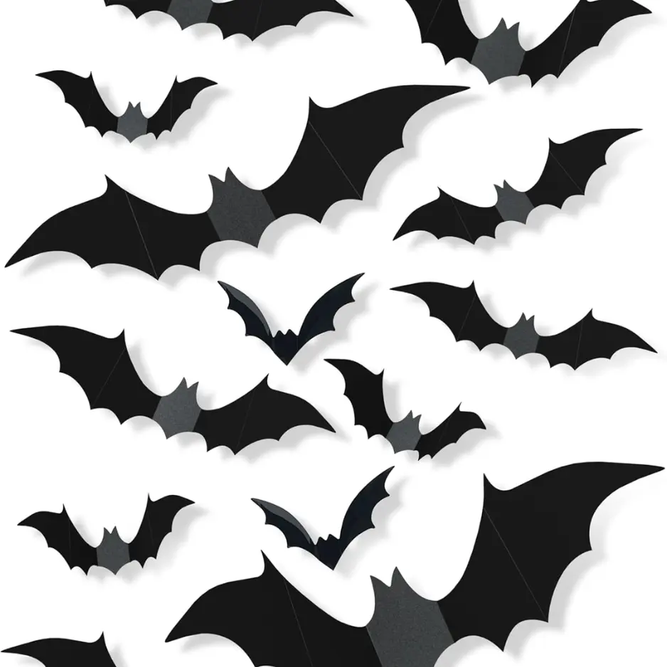 3D Halloween Bat Decorations, 5 Sizes, Removable