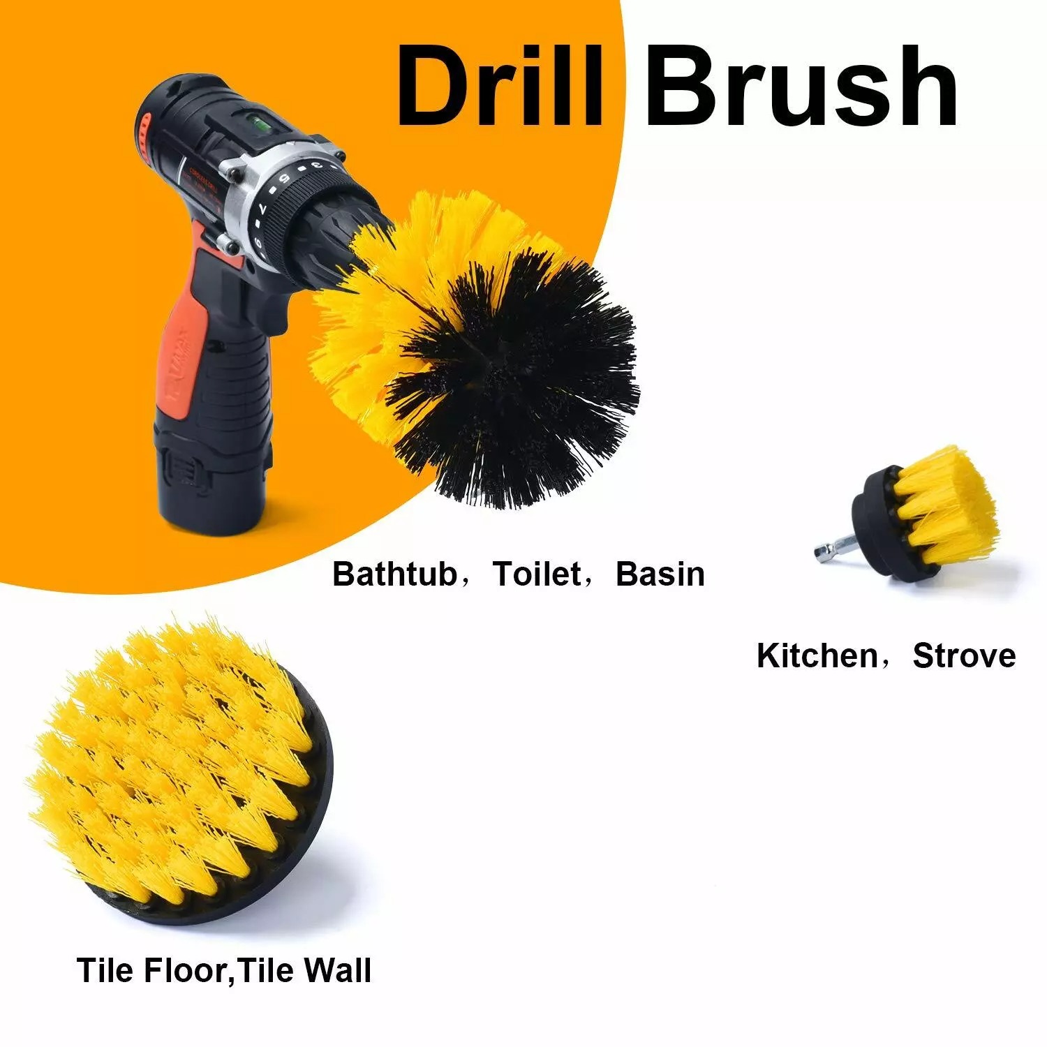 Scrubber Brushes Set Kit with Adapter. we ship only inside the US, USPS First Class Package 2 Day Handling , 2-5 Day Shipping. Scrub Brush Drill Attachment Kit - All Purpose Power Scrubber Brush Cleaner for Grout, Floor, Tub, Shower, Tile, Corners, Bathro