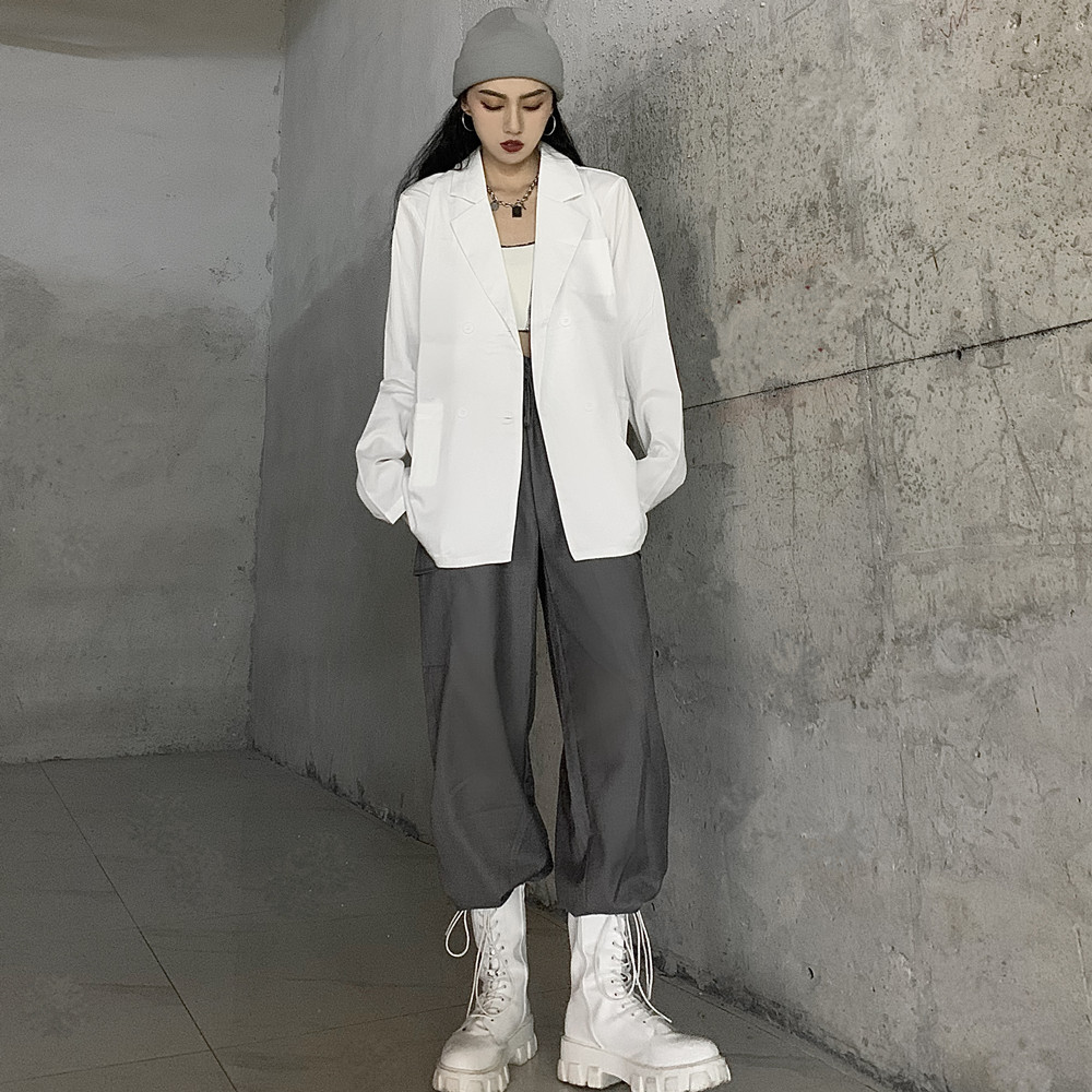 Harajuku Style Suit Collar Loose And Versatile Long-sleeved Jacket
