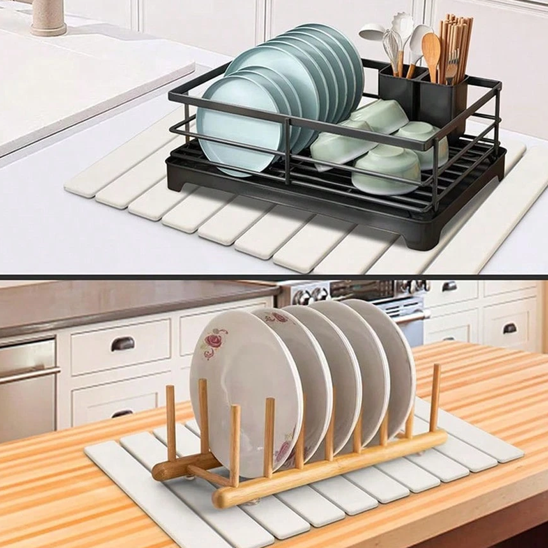 Foldable Diatomite Drying Mat Absorbent Draining Quick Dry Nonslip Pad — image 3