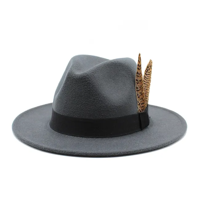 British Style Versatile Flat Border Jazz Hat Woolen Dark Grey - Shop at LoveMi