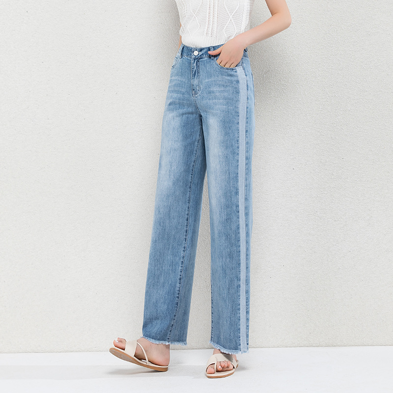 Title 4, Denim Wide-leg Pants High-waisted Drape Straigh...