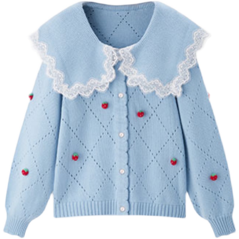 Fall New Style Lapel Strawberry Knitted Cardigan