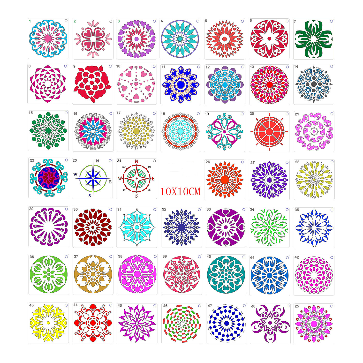 48 Mandala Auxiliary Painting Templates Stone Color Painting Creative DIY Handmade Templates — foto 4