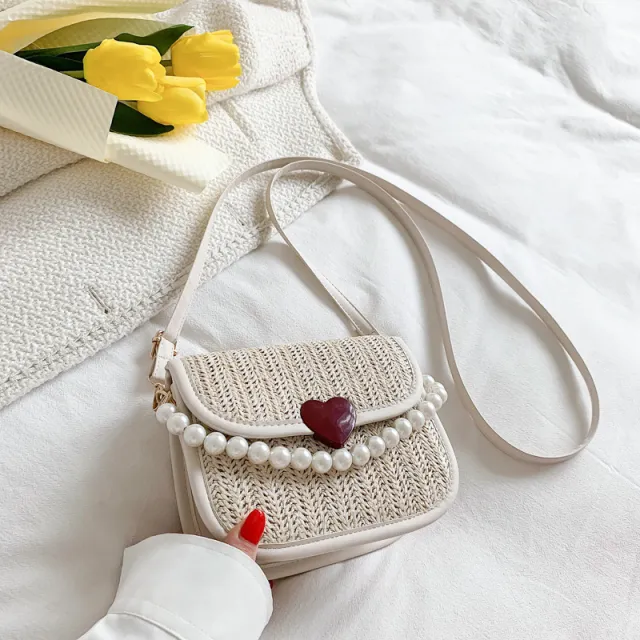 Retro Woven Women's Bag Foreign Style One Shoulder Crossbody White - Shop at LoveMi