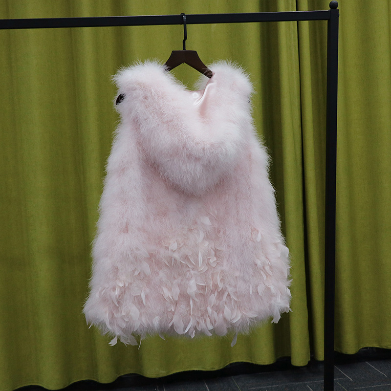 Women's Simple Ostrich Hair Lace Fur Vest