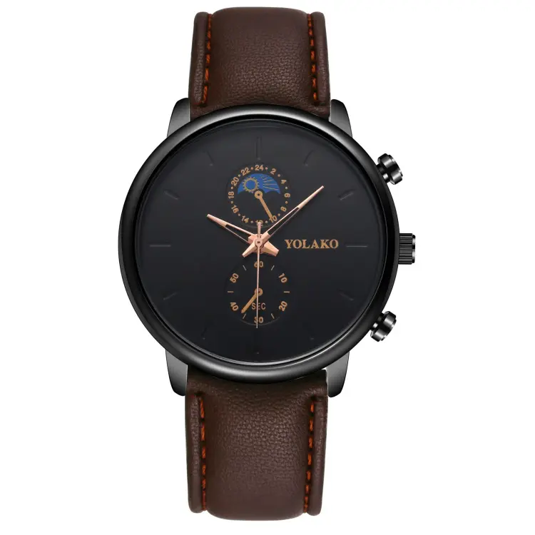 Leather Belt Two Eye Ultra-thin Quartz Men's