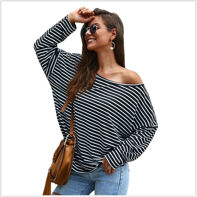 Long-sleeved Striped T-shirt Women's Temperament Commuter Loose Top