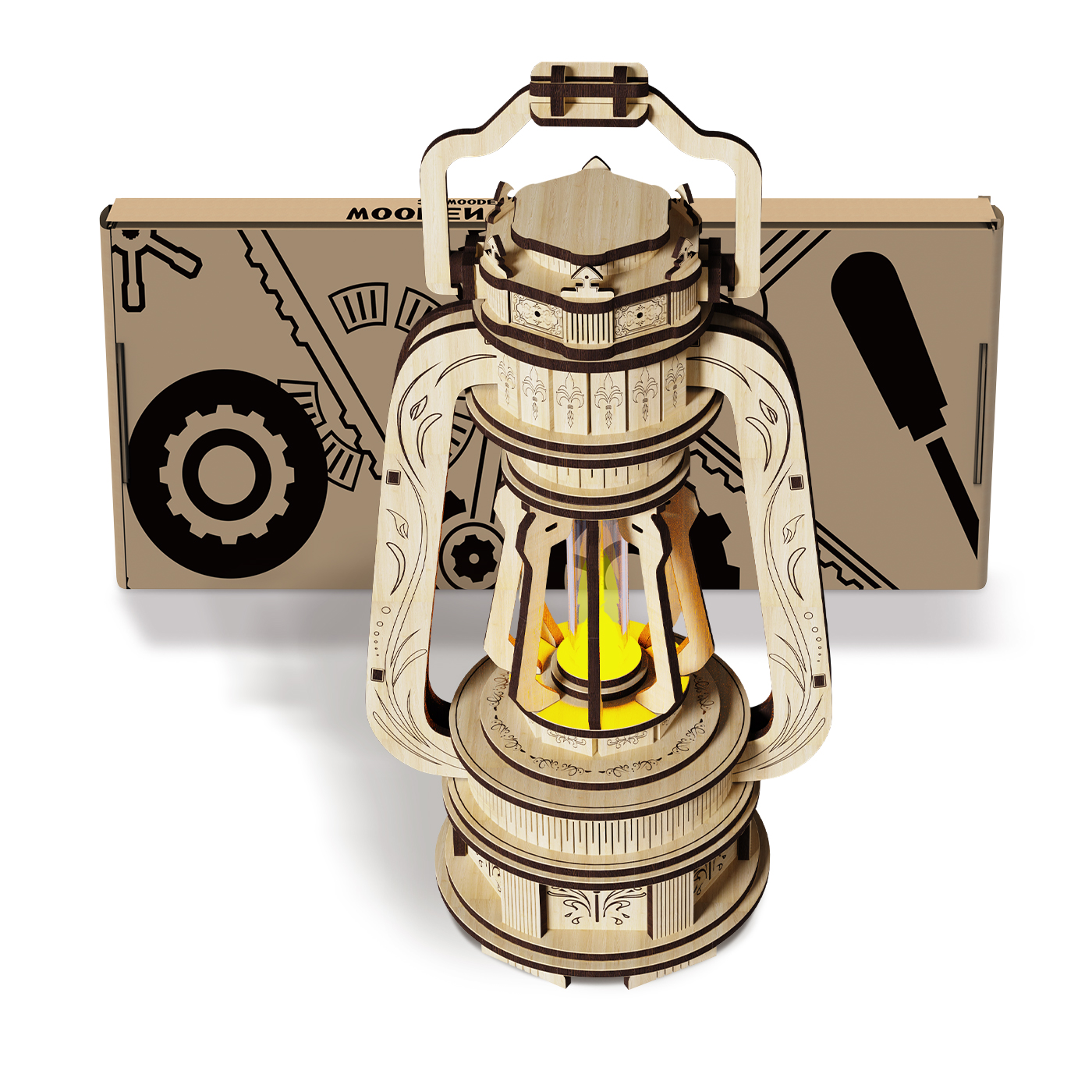 Illuminated 3D Lantern Puzzle Craft Kit – Glowing DIY Wooden Model Assembly Toy for Creative Kids & Adults