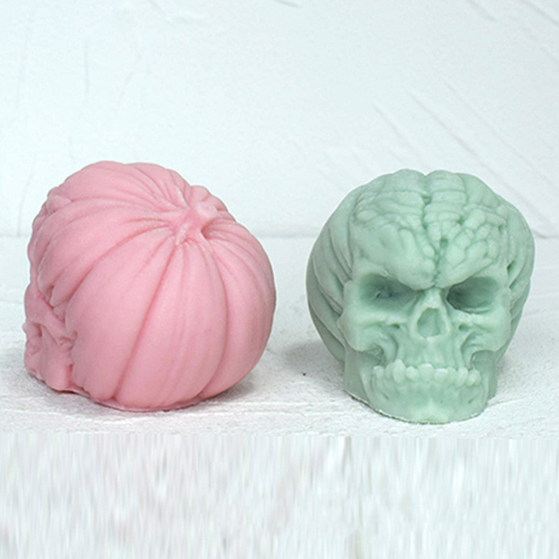 Brain skull candle silicone mold (skull mold-edible silicon)