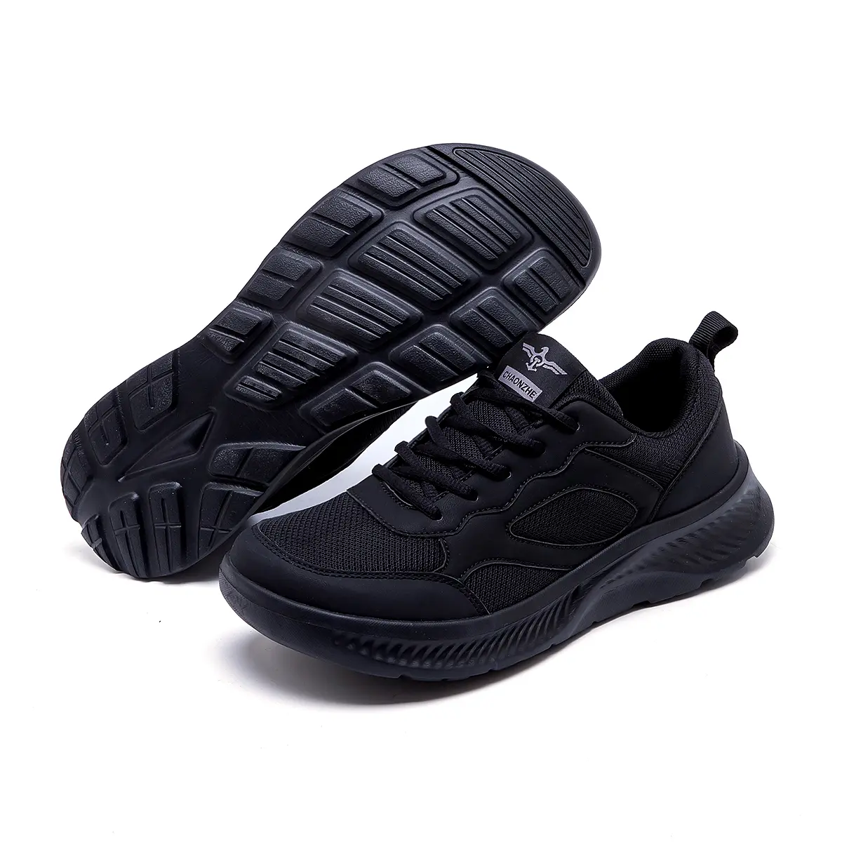 New Wide Fit Men's Sneakers, Wide Last Running Shoes For Wide Feet, Black Soft Sole Breathable Wide Toe Work Shoes For Men