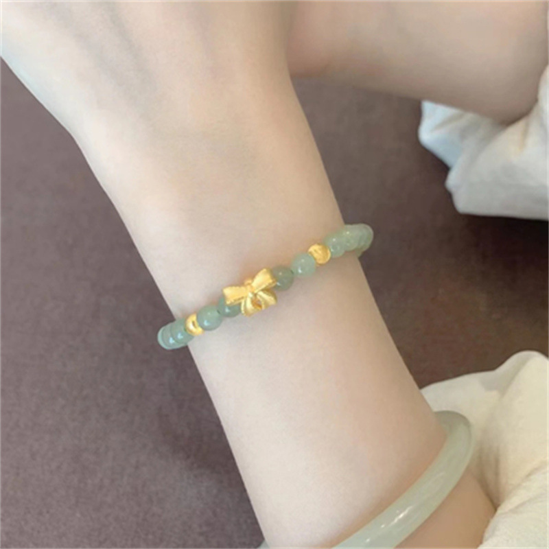 Title 3, 14k Gold Bow And Tian Qingyu Bracelet