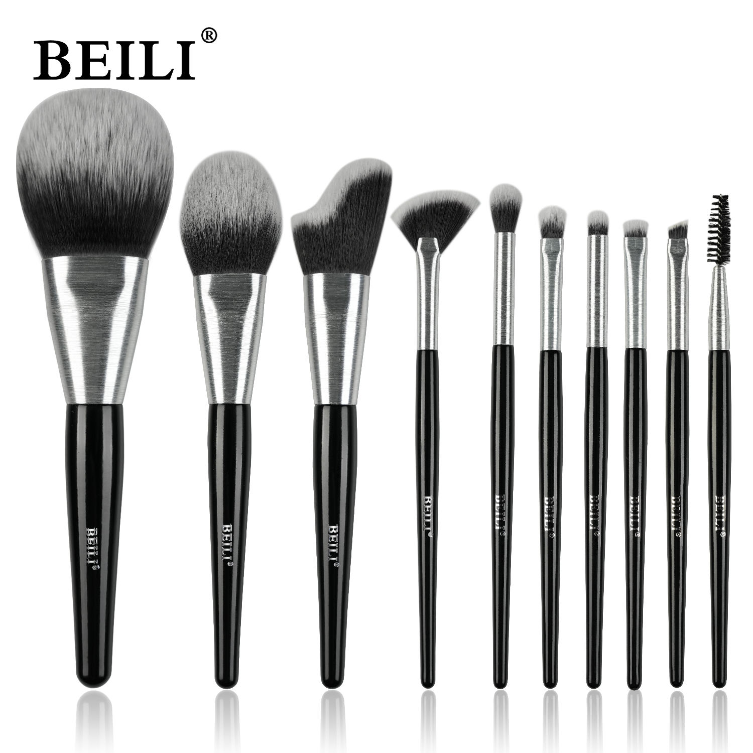 Beli 10pcs Professional Makeup Brush Set New Design Brushed Tube Makeup Brushes