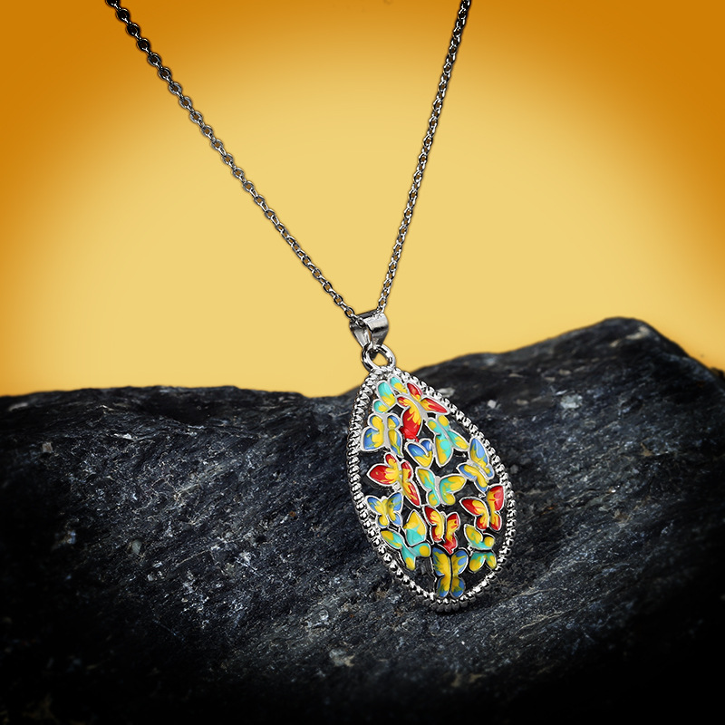 Bohemian Ethnic Butterfly Enamel Necklace Epoxy Clavicle Chain