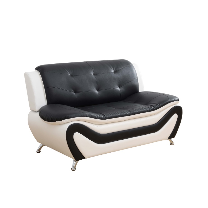 Pickup Only--Black & White Faux Leather 3-Piece Couch Living Room Sofa Set