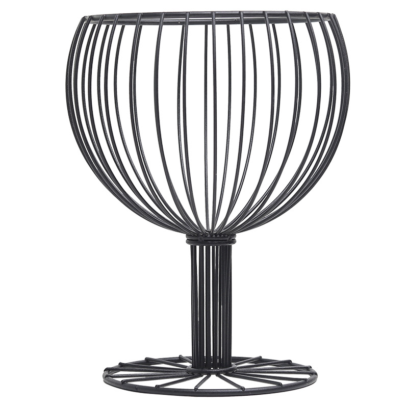 Title 4, Geometric hollow wrought iron wine cup-shaped f...