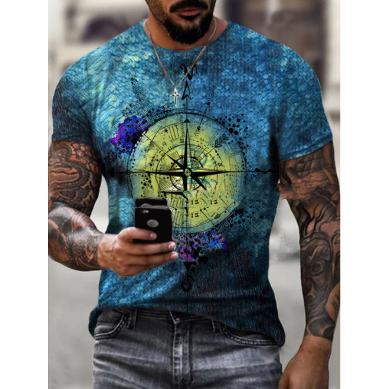 European And American New Men's Round Neck Slim Fashion T-shirt - 3
