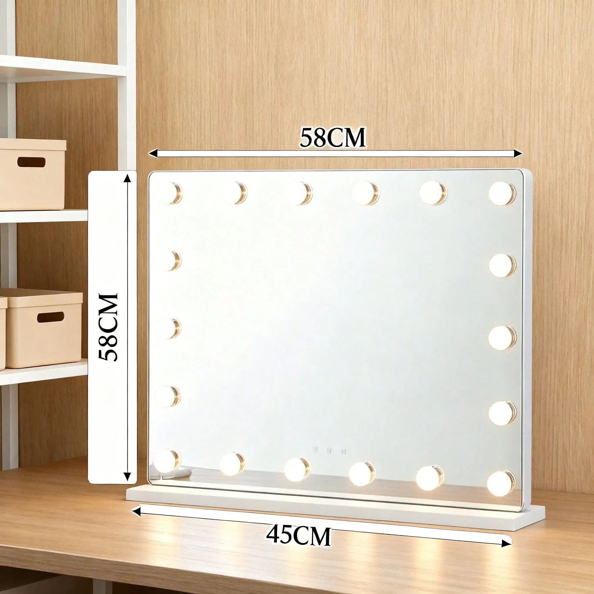 LED Vanity Mirror With 15 Bulbs - Multi Color Lighting Rechargeable Makeup Mirror For Home Use