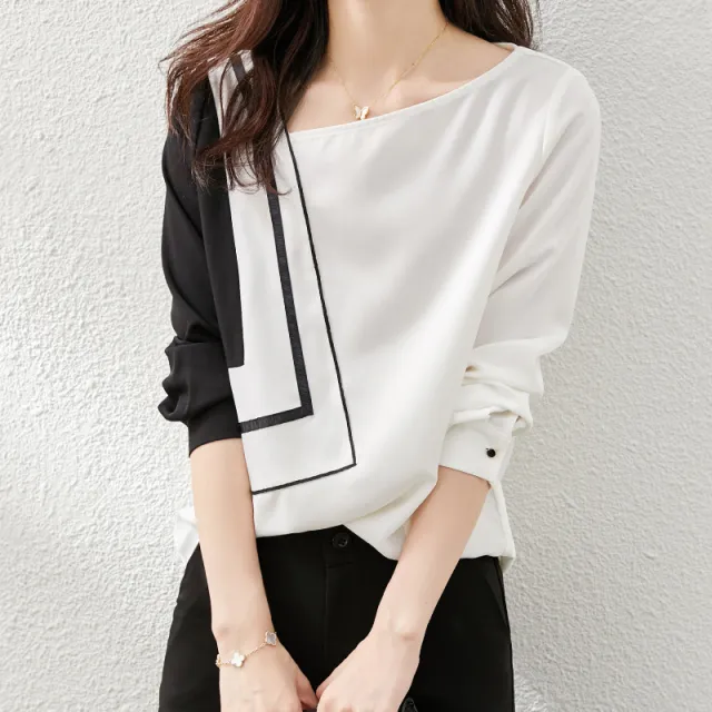 Retro Style Chiffon Shirt Women's Long sleeved Design White - Shop at LoveMi