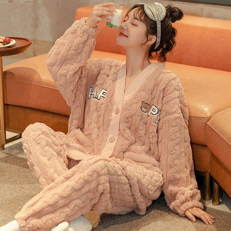 Title 7, Coral Fleece Pajamas Long-sleeved Padded Suit