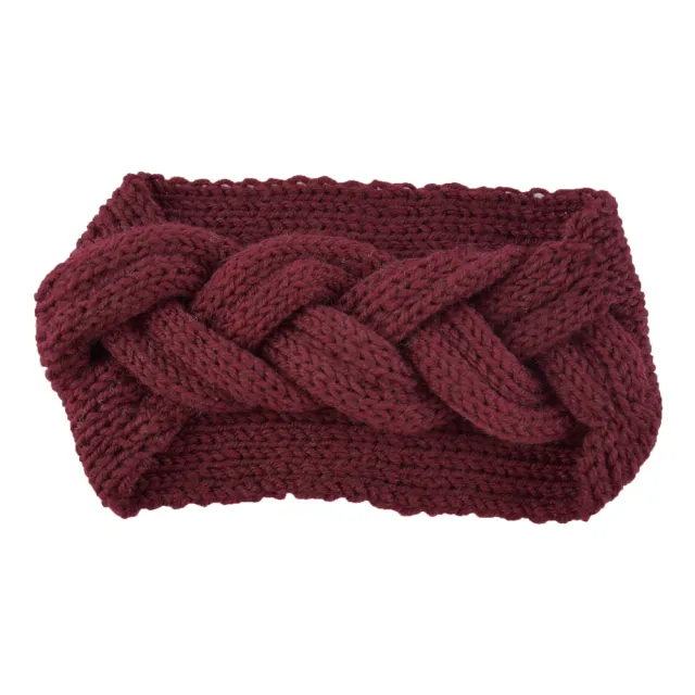 Ladies Knitted Wool Headband Crossover Head Cover Fuchsia - Shop at LoveMi