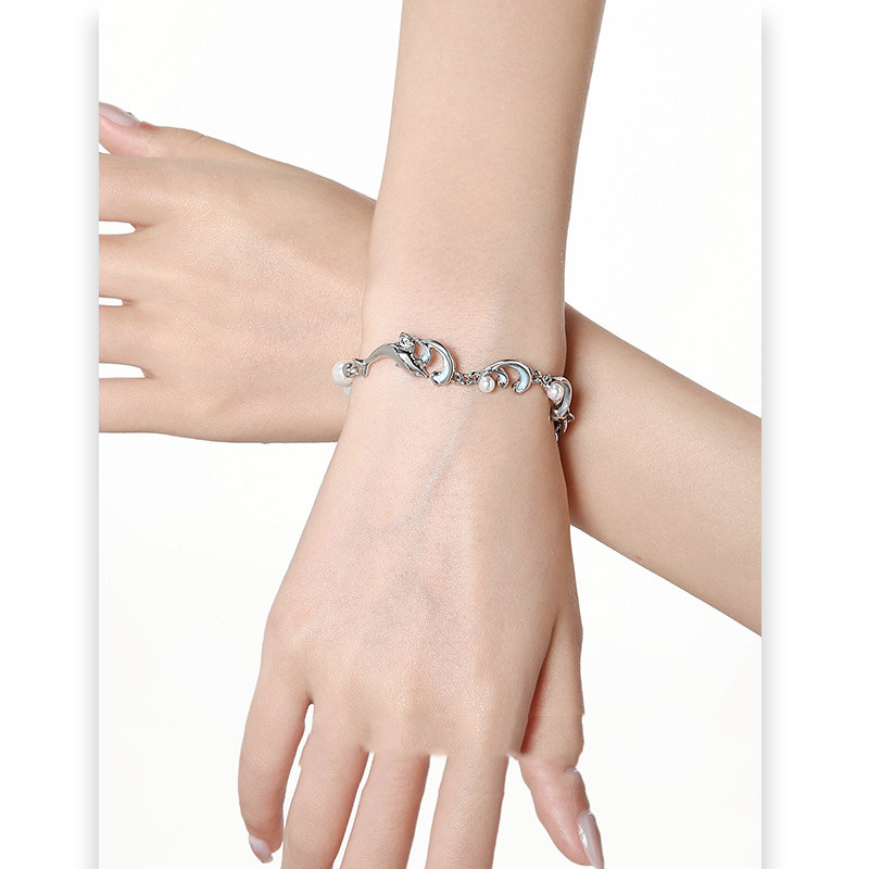 Female Niche Blue Drop Oil Dolphin Bracelet
