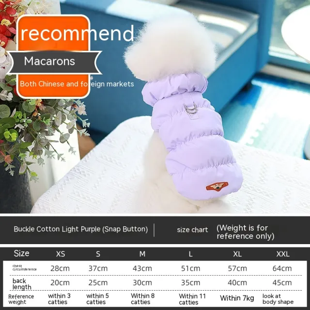 Dog Clothes Vest Warm Cotton With Buckle Light Purple - Shop at LoveMi