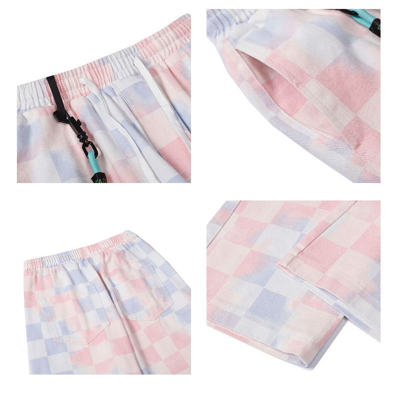Tie-dye Plaid Straight-leg Pants Men's Trendy Brand Street Loose Wide-leg Casual Daddy Pants