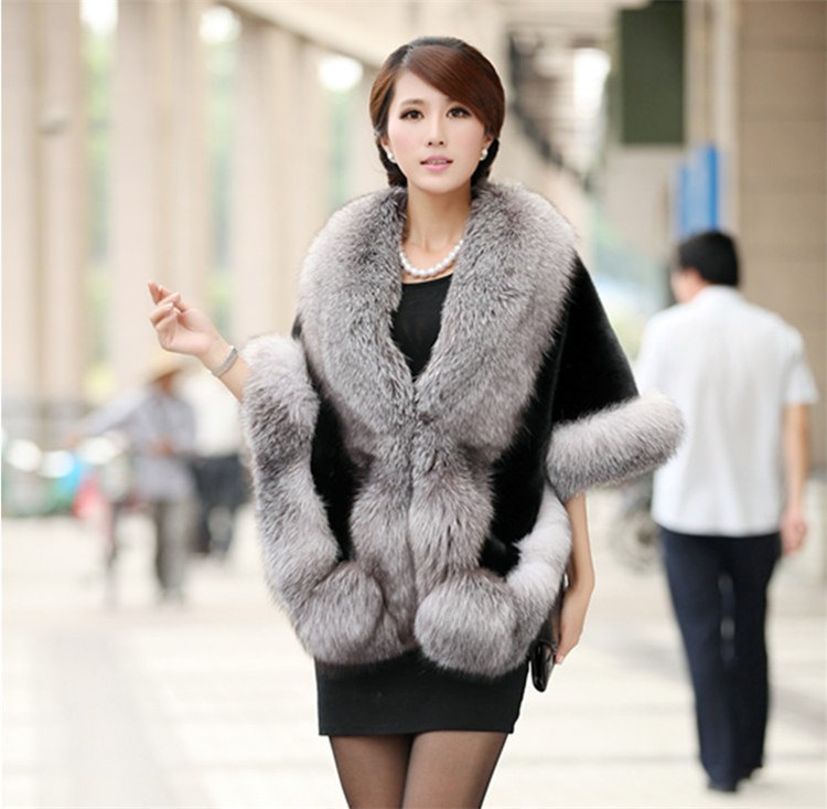 New Faux Fur Shawl Women's Coat Fox Picture Color - Shop at LoveMi