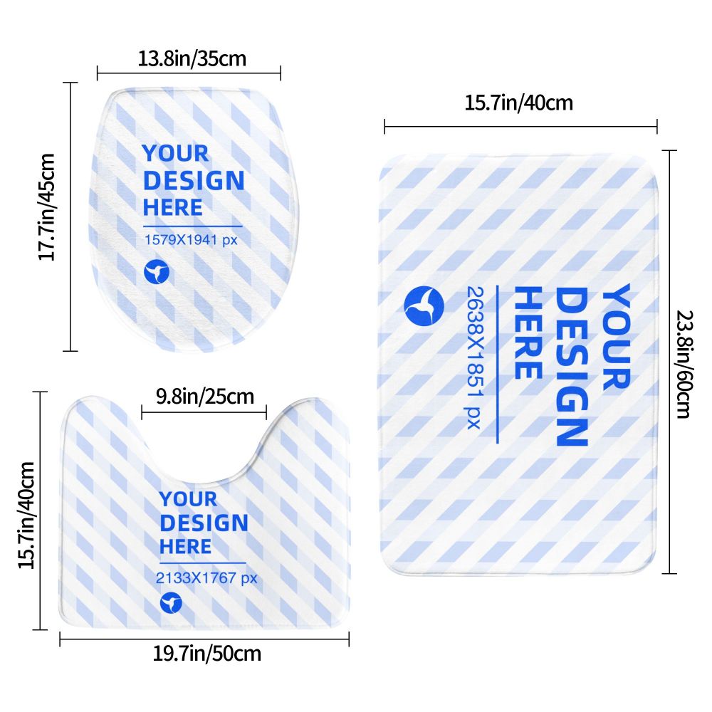مجموعة 3 قطع من سجاد أرضيات من الفانيلا مقاوم للانزلاق 24x16 بوصة