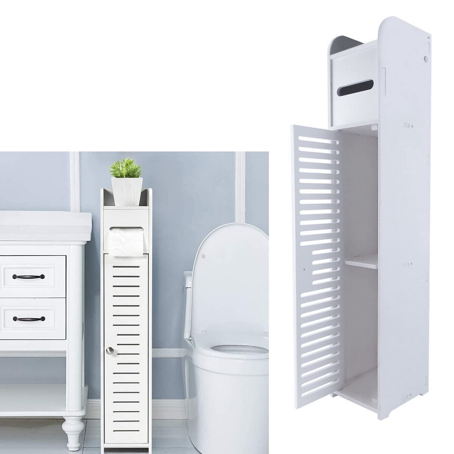 Bathroom Cabinets Tall Slim Storage Waterproof Toilet Cupboard — image 4