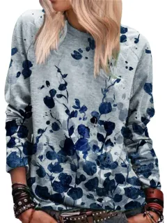 Floral Digital Printing Long-sleeved Ladies Casual Sweater - Floral - View 1