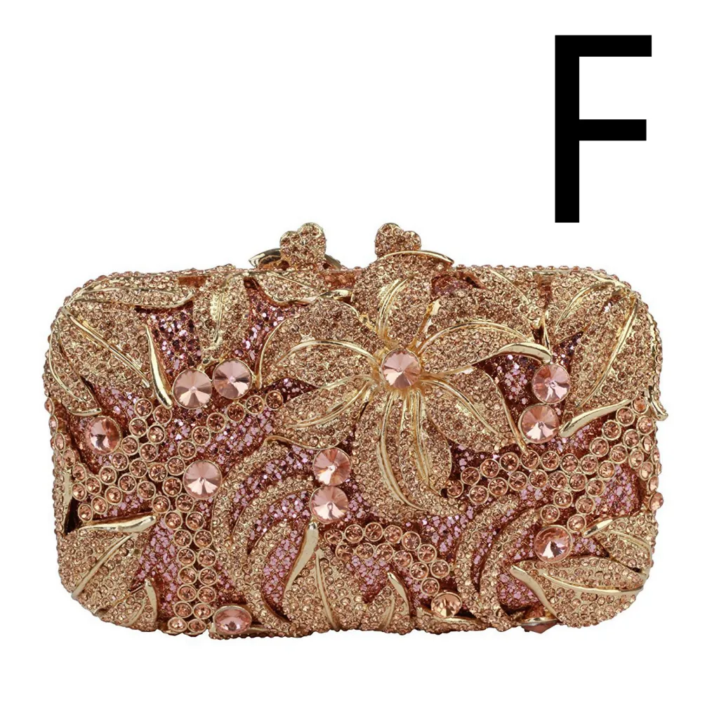 Women's Flower Colour Rhinestone Hollow Clutch
