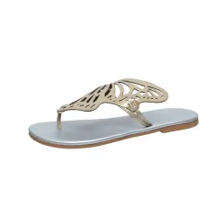 Fashion Hollow Butterfly Flip-Flops Summer Sandals For Women Casual Beach Shoes New Low Heel Flat Slides Slippers - Silver - View 1