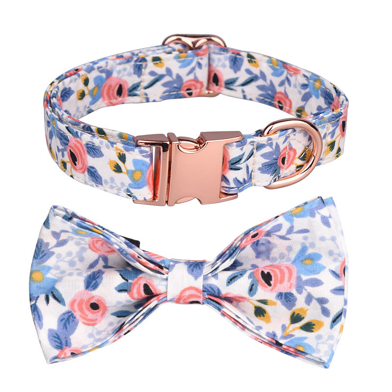 Custom Pet Collar And Leash Set Blue Broken Flower - Shop at LoveMi