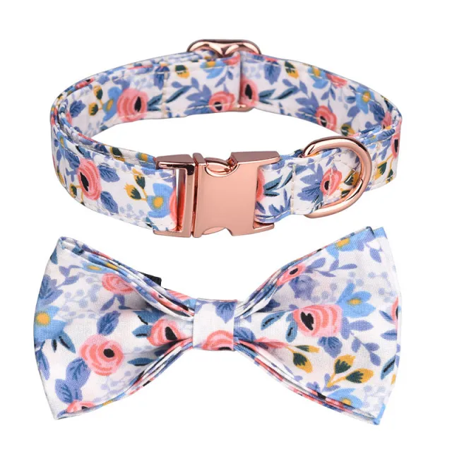 Custom Pet Collar And Leash Set Blue Broken Flower - Shop at LoveMi